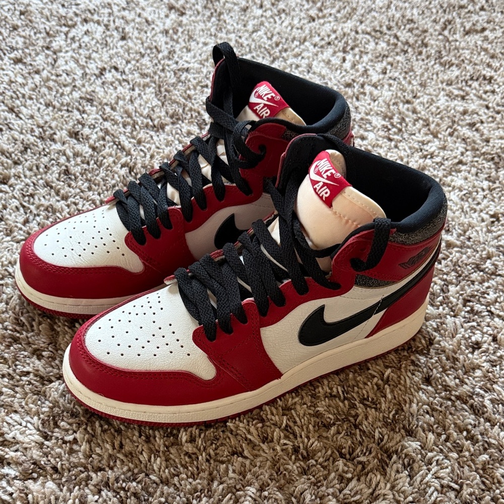 Nike Air Jordan Red, White, and Black High-Top Sneakers Boys 6.5Y